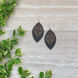 Black Leather Designer Canvas Earrings