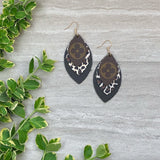 Leopard Leather Designer Canvas Earrings