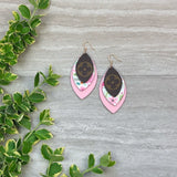 Floral Leather Designer Canvas Earrings