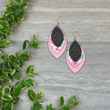 Floral Leather Designer Canvas Earrings