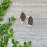 Gold Snakeskin Leather Designer Canvas Earrings
